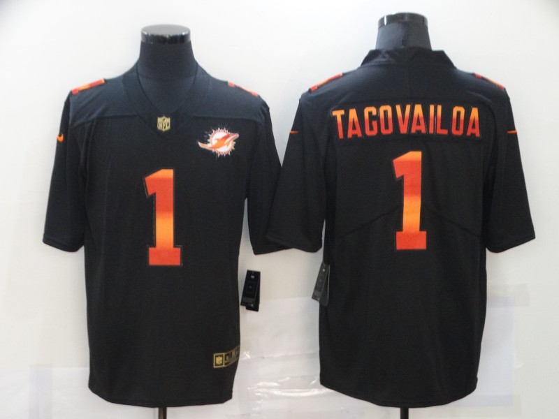 Men's Miami Dolphins #1 Tua Tagovailoa Black Fashion Limited Stitched NFL Jersey